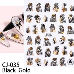 Shiny Gold Star Moon Sun Nail Stickers for Manicure Accessories Heart Feather Animals Printing Self Adhesive Nail Wrap