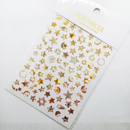 Shiny Gold Star Moon Sun Nail Stickers for Manicure Accessories Heart Feather Animals Printing Self Adhesive Nail Wrap