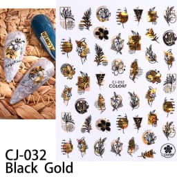 Shiny Gold Star Moon Sun Nail Stickers for Manicure Accessories Heart Feather Animals Printing Self Adhesive Nail Wrap