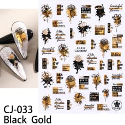 Shiny Gold Star Moon Sun Nail Stickers for Manicure Accessories Heart Feather Animals Printing Self Adhesive Nail Wrap