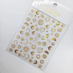 Shiny Gold Star Moon Sun Nail Stickers for Manicure Accessories Heart Feather Animals Printing Self Adhesive Nail Wrap