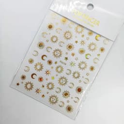 Shiny Gold Star Moon Sun Nail Stickers for Manicure Accessories Heart Feather Animals Printing Self Adhesive Nail Wrap