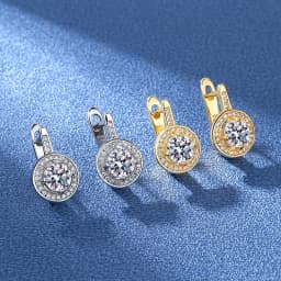 925 Sterling Silver Round Crystal Stud Earrings For Women Girls Wedding Engagement Fashion Jewelry Wholesale