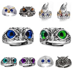 Retro Owl Rings Men Women Popular Simple Design Animal Fairy Tales Ring Silver Color Wedding Banquet Ring Jewelry Gift Resizable