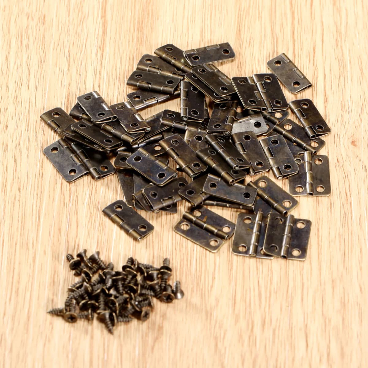 50pcs Mini Small Jewelry Chest Gift Wine Wooden Box Case Furniture Dollhouse Door Hinge with Screw Home 16*13mm