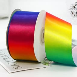 22meter/roll Rainbow High Density Gradient Polyester Colorful Ribbon DIY Material Baking Packaging Clothes Headwear Decorative