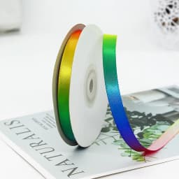 22meter/roll Rainbow High Density Gradient Polyester Colorful Ribbon DIY Material Baking Packaging Clothes Headwear Decorative