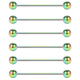 WKOUD 6PCS 16G Industrial Barbell Cartilage Earring Body Piercing Jewelry 28mm 32mm 35mm 38mm 40mm