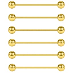 WKOUD 6PCS 16G Industrial Barbell Cartilage Earring Body Piercing Jewelry 28mm 32mm 35mm 38mm 40mm