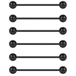 WKOUD 6PCS 16G Industrial Barbell Cartilage Earring Body Piercing Jewelry 28mm 32mm 35mm 38mm 40mm