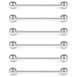 WKOUD 6PCS 16G Industrial Barbell Cartilage Earring Body Piercing Jewelry 28mm 32mm 35mm 38mm 40mm