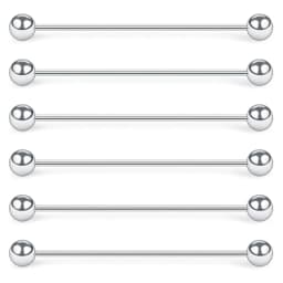 WKOUD 6PCS 16G Industrial Barbell Cartilage Earring Body Piercing Jewelry 28mm 32mm 35mm 38mm 40mm