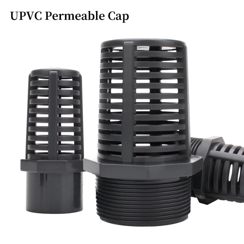 1Pc UPVC Aquarium Water Pump Filter Joint Fish Tank Water Inlet Strainer PVC Pipe Permeable Cap Flower Basket Strainer Screen