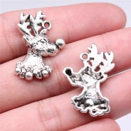 10pcs Charms Christmas Deer Antique Bronze Silver Color Pendants Making DIY Handmade Tibetan Silver Color Jewelry