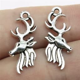 10pcs Charms Christmas Deer Antique Bronze Silver Color Pendants Making DIY Handmade Tibetan Silver Color Jewelry
