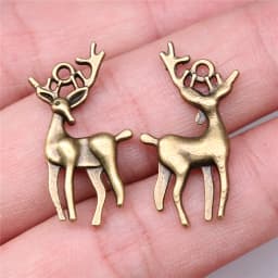 10pcs Charms Christmas Deer Antique Bronze Silver Color Pendants Making DIY Handmade Tibetan Silver Color Jewelry