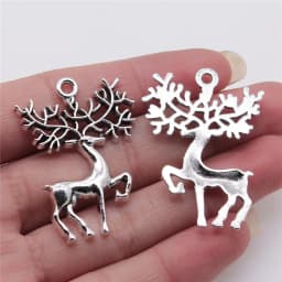 10pcs Charms Christmas Deer Antique Bronze Silver Color Pendants Making DIY Handmade Tibetan Silver Color Jewelry