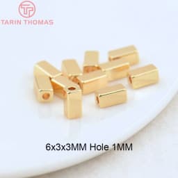 (3377) 20PCS 24K Gold Color Brass Square Spacer Beads High Quality Jewelry Making Supplies Bracelets Findings Accessories
