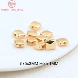 (3377) 20PCS 24K Gold Color Brass Square Spacer Beads High Quality Jewelry Making Supplies Bracelets Findings Accessories
