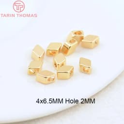 (3377) 20PCS 24K Gold Color Brass Square Spacer Beads High Quality Jewelry Making Supplies Bracelets Findings Accessories