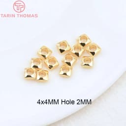 (3377) 20PCS 24K Gold Color Brass Square Spacer Beads High Quality Jewelry Making Supplies Bracelets Findings Accessories