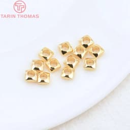 (3377) 20PCS 24K Gold Color Brass Square Spacer Beads High Quality Jewelry Making Supplies Bracelets Findings Accessories