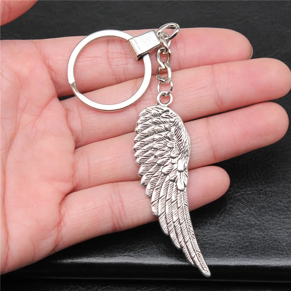 Antique Silver Color 66x20mm Big Angel Wing Pendant Keyring Souvenirs Gift