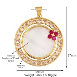 Fashion Elegant Love Heart Round Shape Natural Mother of Pearl Shell Agate Malachite Pendant Charm,DIY Necklace Accessories M30