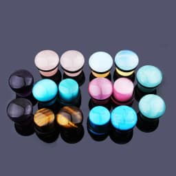 2pcs Organic Stone Ear Plugs Tunnels Single Flare Piercings Oreja Earrings Gauges Round Helix Lobe Labret Stretcher Body Jewelry