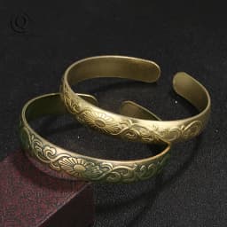 Retro Brass Plum Bossom Pattern Bangle Classic Pure Copper Open Bracelet Ancient Women Wristband Decor Valentine's Day Gifts