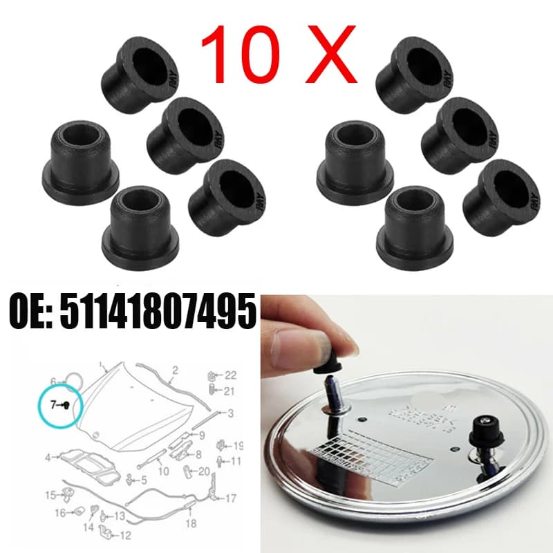 10x Bonnet Badge Grommets Roundel Emblem For BMW 3 5 7 E32 E34 E36 E38 E39 E46 E53 E60 E65 E66 E90 M3 M5 51141807495