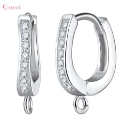 Delicate 925 Sterling Silver Cubic Zirconia Earrings Hoop Hook for Jewelry Making Brincos Finding Accessories