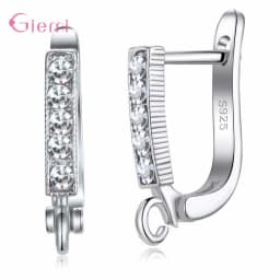 Delicate 925 Sterling Silver Cubic Zirconia Earrings Hoop Hook for Jewelry Making Brincos Finding Accessories