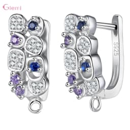 Delicate 925 Sterling Silver Cubic Zirconia Earrings Hoop Hook for Jewelry Making Brincos Finding Accessories