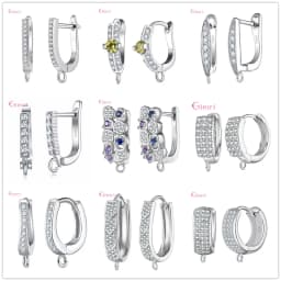 Delicate 925 Sterling Silver Cubic Zirconia Earrings Hoop Hook for Jewelry Making Brincos Finding Accessories