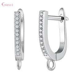 Delicate 925 Sterling Silver Cubic Zirconia Earrings Hoop Hook for Jewelry Making Brincos Finding Accessories