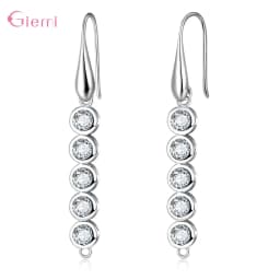 Delicate 925 Sterling Silver Cubic Zirconia Earrings Hoop Hook for Jewelry Making Brincos Finding Accessories