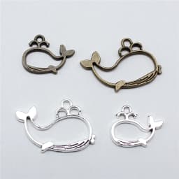 10pcs Hollow Whale Charms Antique Silver Color Pendants DIY Crafts Making Findings Handmade Tibetan Jewelry For Jewelry Making
