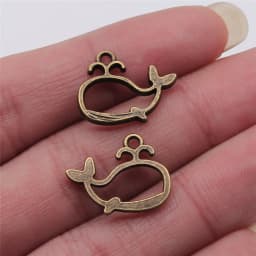 10pcs Hollow Whale Charms Antique Silver Color Pendants DIY Crafts Making Findings Handmade Tibetan Jewelry For Jewelry Making