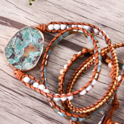 Unique Mix Strands Leather Bracelet Multicolor Natural Stone Woven Wrap Bracelets Bohemian Bracelet Drops Hipping