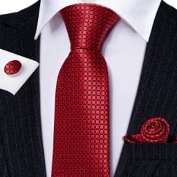 Hi-Tie Designer Red Burgundy Plaid Wedding Tie For Men Handky Cufflink Gift Mens Necktie Fashion Business Party silk Dropshiping