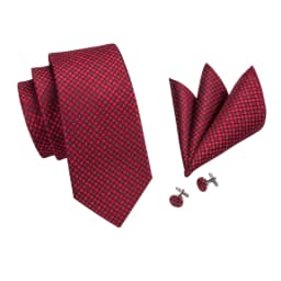 Hi-Tie Designer Red Burgundy Plaid Wedding Tie For Men Handky Cufflink Gift Mens Necktie Fashion Business Party silk Dropshiping