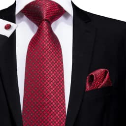 Hi-Tie Designer Red Burgundy Plaid Wedding Tie For Men Handky Cufflink Gift Mens Necktie Fashion Business Party silk Dropshiping