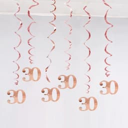 6Pcs/lot Happy Birthday Swirls Decoration 16 20 21 30 40 50 60 70 Years Rose Gold PVC Birthday Party Decorations Supplies
