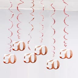 6Pcs/lot Happy Birthday Swirls Decoration 16 20 21 30 40 50 60 70 Years Rose Gold PVC Birthday Party Decorations Supplies