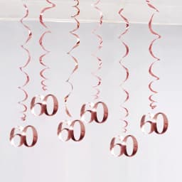 6Pcs/lot Happy Birthday Swirls Decoration 16 20 21 30 40 50 60 70 Years Rose Gold PVC Birthday Party Decorations Supplies
