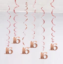 6Pcs/lot Happy Birthday Swirls Decoration 16 20 21 30 40 50 60 70 Years Rose Gold PVC Birthday Party Decorations Supplies