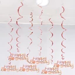 6Pcs/lot Happy Birthday Swirls Decoration 16 20 21 30 40 50 60 70 Years Rose Gold PVC Birthday Party Decorations Supplies