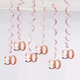 6Pcs/lot Happy Birthday Swirls Decoration 16 20 21 30 40 50 60 70 Years Rose Gold PVC Birthday Party Decorations Supplies