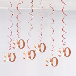 6Pcs/lot Happy Birthday Swirls Decoration 16 20 21 30 40 50 60 70 Years Rose Gold PVC Birthday Party Decorations Supplies